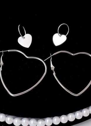 Серьги сердце набор сережек сердечки5 фото