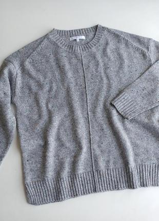 Вязаный серый свитер прямого свободного силуэта7 фото