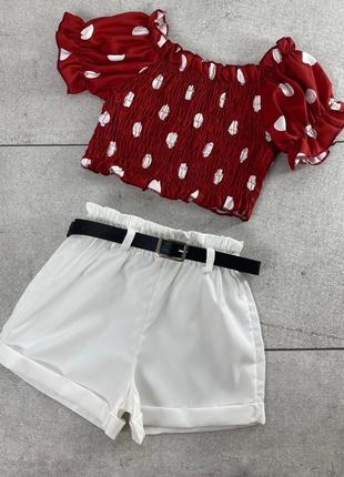 Комплект - шорти + футболка+пояс в комплекті