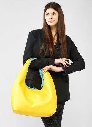 Женская сумка sambag hobo l желто-голубая2 фото