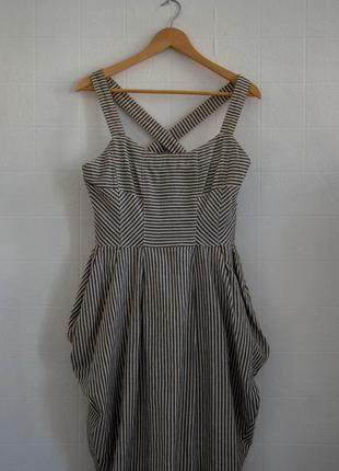 Літній смугасте лляне плаття сарафан topshop5 фото