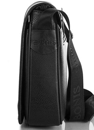 Мужская сумка-почтальон из кожзама черная bonis shim8098-black4 фото