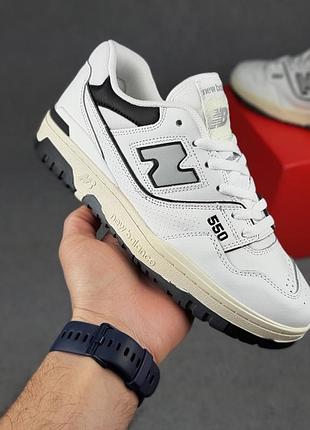 Мужские кожаные белые с черным кроссовки new balance 550 🆕 нью баланс ...