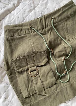 Юбка карго хаки 3