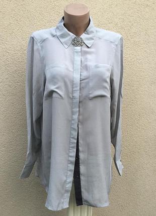 Новая,серая,шелк100% блуза офисная,