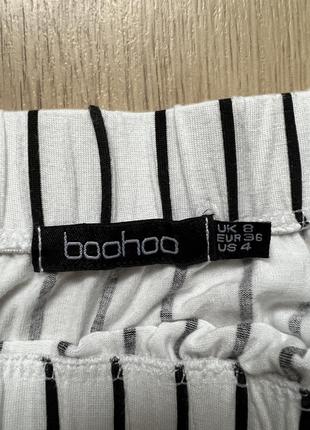 Смугастий білий топ з довгим рукавом з відкритими плечима віскоза boohoo 🛍️1+1=3🛍️6 фото