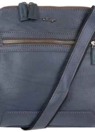 Мужская кожаная планшетка, сумка на плечо mykhail ikhtyar, украина синяя