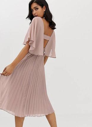 Шикарное нюдовое платье миди плиссе asos disign2 фото