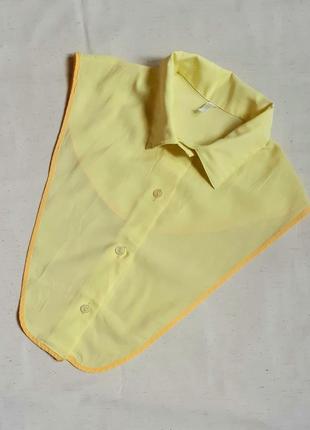 Манишка-рубашка жёлтая с острым воротником1 фото
