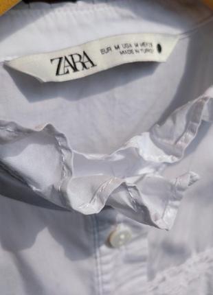 Об'ємна сорочка zara з попліну мереживо прошва рішельє бавовна рубашка блуза3 фото