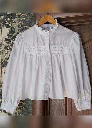 Объемная рубашка zara из поплина кружево прошва ришелье хлопок рубашка блуза1 фото