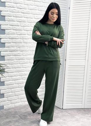 💜 жіночий спортивний прогулянковий повсякденний костюм з широкими брюками 🤍