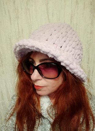 Панама шляпа плюшевая сиреневая