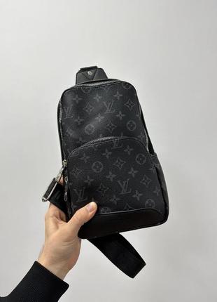 Сумка в стилі louis vuitton avenue slinbag black/blue