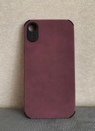 Чехол силиконовый + экозамш для iphone xr