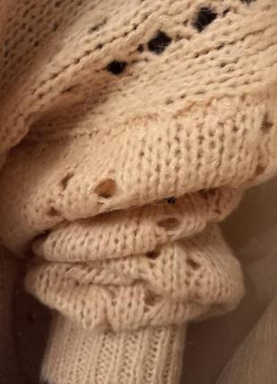 Пудровый ажурный  пуловер оверсайз5 фото