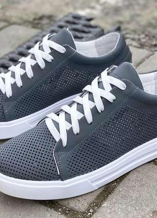 Чоловічі кеди шкіряні літні сірі rivest розмір 42 fv 02602