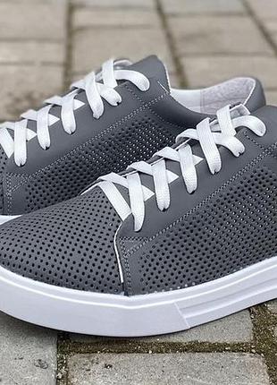 Чоловічі кеди шкіряні літні сірі rivest розмір 42 fv 02602