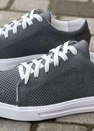 Чоловічі кеди шкіряні літні сірі rivest розмір 42 fv 02602