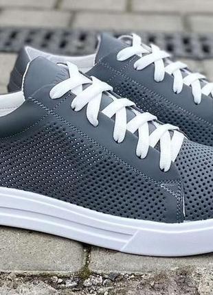 Чоловічі кеди шкіряні літні сірі rivest розмір 42 fv 02602