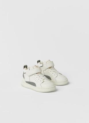 Кожаные высокие кроссовки zara унисекс