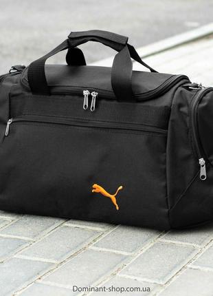 Мужская спортивная сумка дорожная puma tales orange черная для поездок и тренировок...