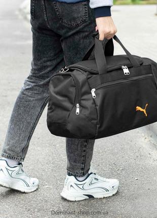 Мужская спортивная сумка дорожная puma tales orange черная для поездок и тренировок...