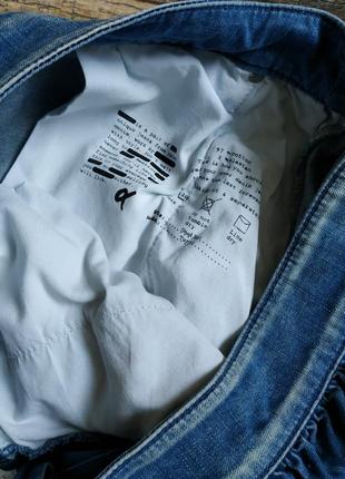 Джинсовая пышная мини юбка голубая с потертостями и карманами-м-ка7 фото