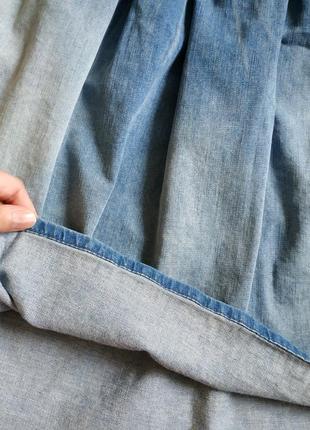 Джинсовая пышная мини юбка голубая с потертостями и карманами-м-ка4 фото