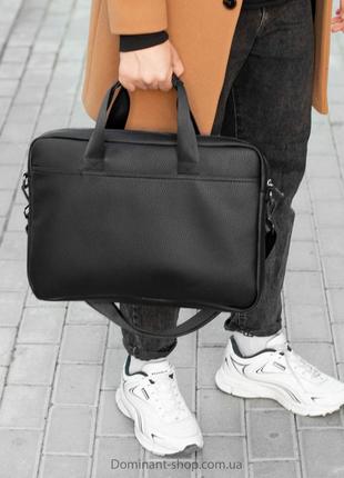 Стильная деловая сумка портфель капиталист черный для ноутбука и документов из эко-кожи.7 фото