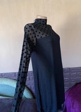 Черное прямое новое платье с длинным рукавом4 фото