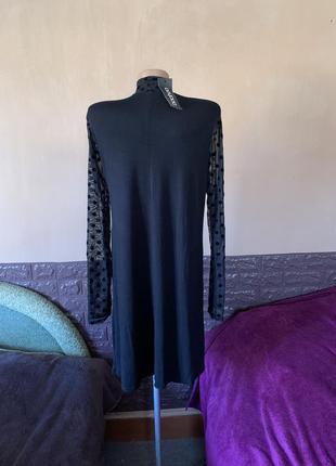 Черное прямое новое платье с длинным рукавом2 фото