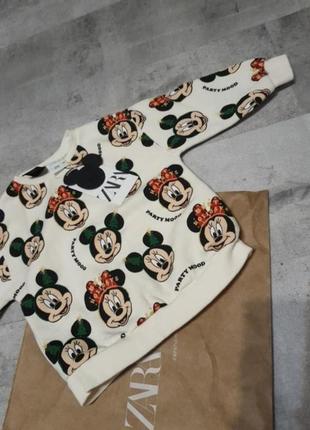 Zara minnie mouse свитшотик двухниточка с утеплением внутри