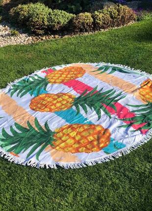 Покривало-рушник для відпочинку ананас. ексклюзивний круглий рушник - хіт продаж!3 фото