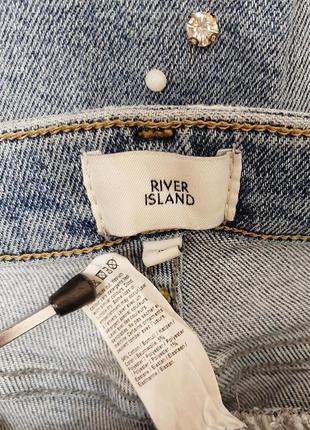 River island британские стильные красивые джинсы голубые с камнями термостразы слим скини женские10 фото