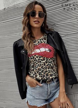 Shein женская футболка с ярким рисунком леопардовый принт размер s