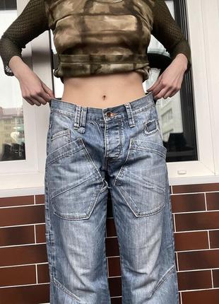 Широкі карго джинси jack & jones vintage багато кишень зістарений стиль y2k calvin klein evisu polar big boy  g star diesel7 фото