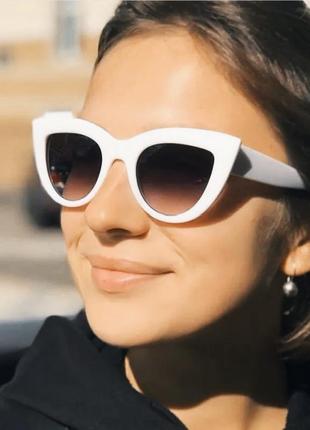 Окуляри окуляри uv400 сонцезахисні сонце кішечки котяче око білі темні нові1 фото