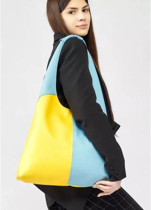 Женская сумка sambag hobo m желто-голубая2 фото