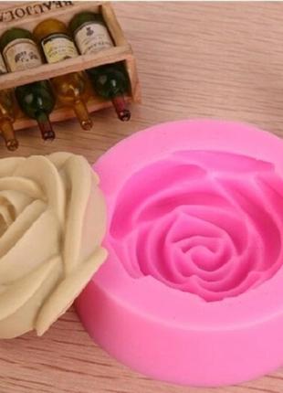 Силіконова форма 3d кругла троянда квітка для мастики марципана миловаріння виготовлення свічок2 фото