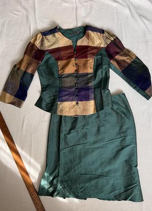 Шелковый костюм kriss, винтажный костюм, vintage1 фото