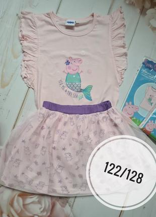 Disney peppa pig комплект футболка та спідничка на дівчинку 122/128 р сукня платье юбка на девочку