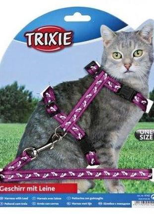 Поводок+шлея trixie для кошек с кошками 27-46 см 10 мм арт.4142 (4011905041421) (колір уточнюйте)