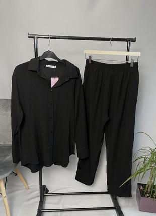 Женский костюм с брюками и рубашкой из льна2 фото