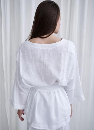 Льняная женская блуза vil'ni салерно белый4 фото