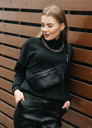 Сумка из кожи на пояс бананка sambag soho