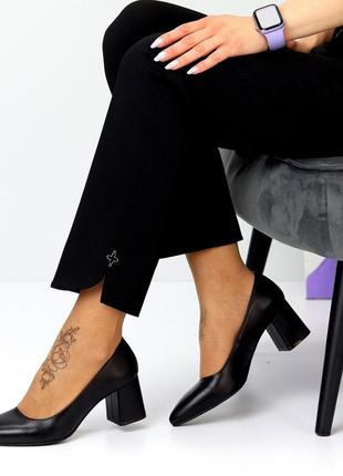 Классические кожаные женские туфли натуральная кожа зауженный носок средний каблук7 фото