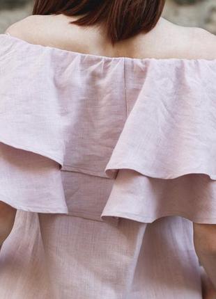 Льняное женское платье vil'ni кюссе пепельно - розовый5 фото