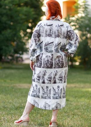 Льняное женское платье vil'ni тренто принт львов3 фото