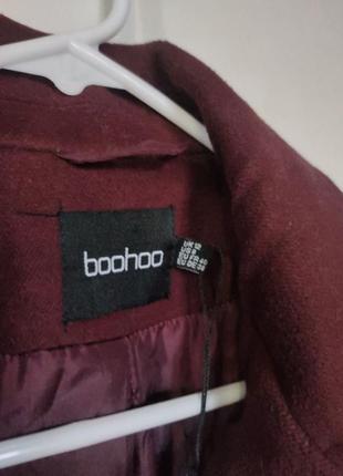Пальто женское бордовое boohoo2 фото